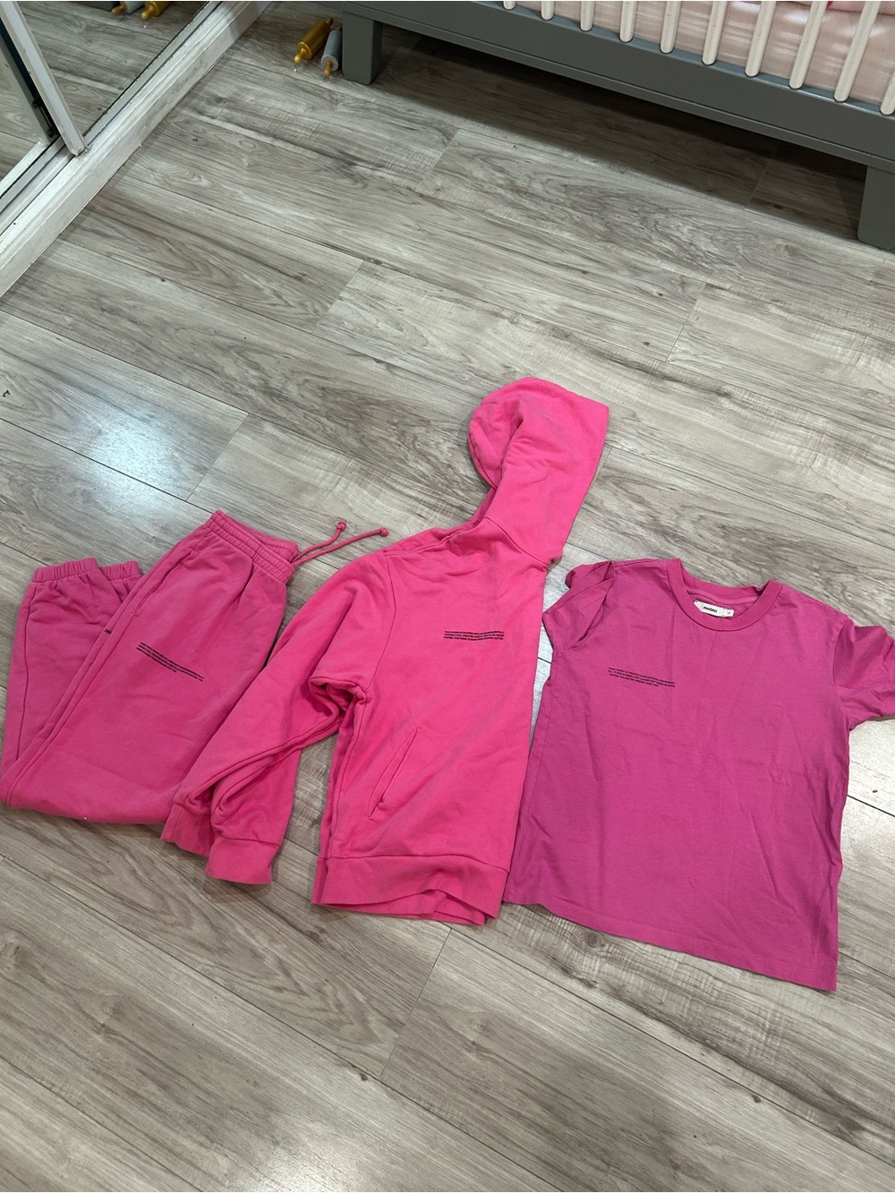 Final Sale Pangaia Hot Pink Hoodie, Sweatpants & Tee matching Set